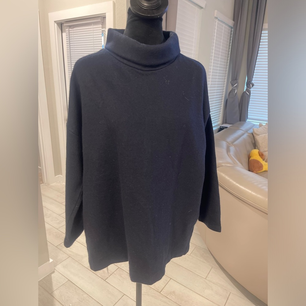 COS Classic high roll neck wool cotton sweater top Sz M